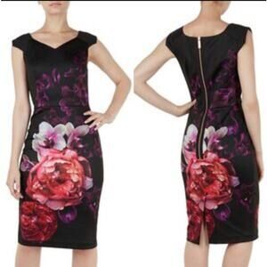 Ted Baker London NEW Semanj Splendour Print Bodycon Dress Sheath Floral 0 XS